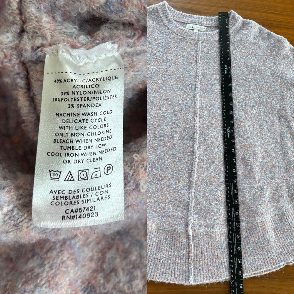 Lou & Gray Loft Pink Marble Heathered Knit Sweater Quarter Sleeve Poncho Style S - Picture 6 of 7